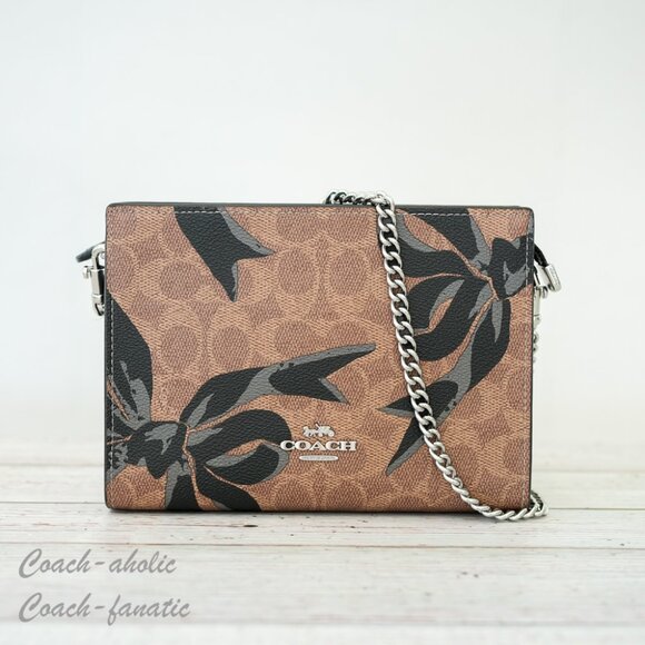 NWT Coach CY746 Slim Crossbody Bag In Signature Canvas With Bow Print